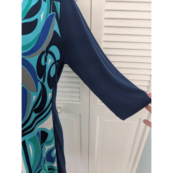 Banana Republic Dress Women's PM Multi Blue Color Block Abstract Art Sheath - Picture 4 of 13